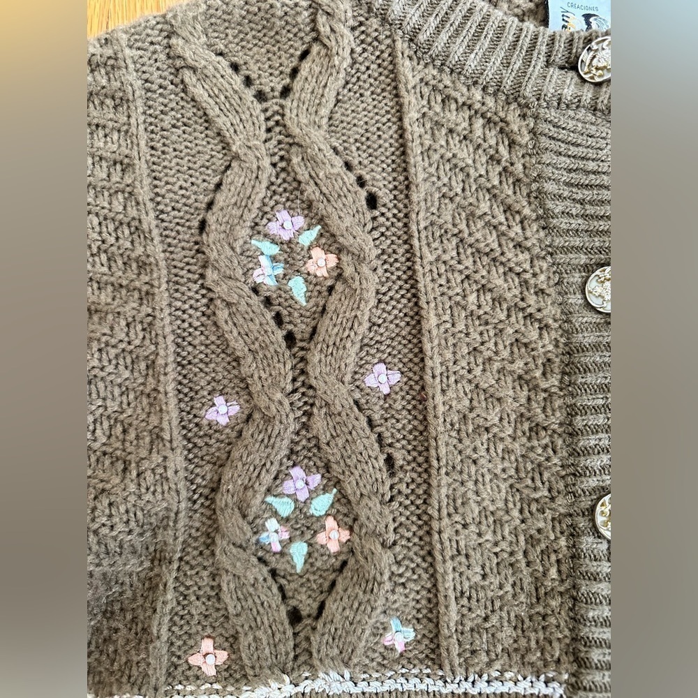 Vintage Sweater Cottagecore Oversized Jumper Heavyweight XXL Embroidered Floral - Picture 8 of 8